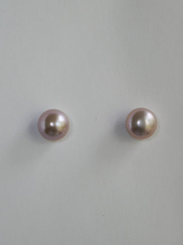 12mm Pale Pink Cultured Pearls 925 Sterling Silver Post Earrings
