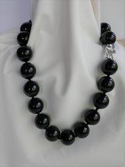 One Strand 20mm Onyx Gemstone Necklace