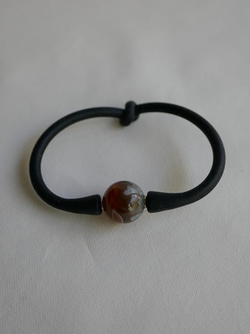 One Strand Light Wood and Faceted Carnelian Long Necklace