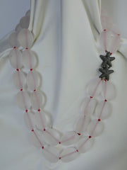 Two Strand Frosted Rock Crystal Nuggets Gemstone Necklace