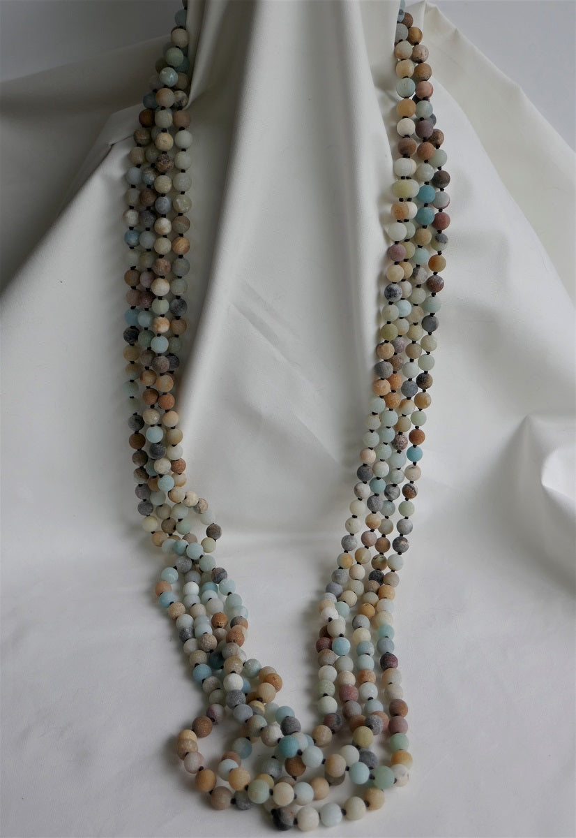 Four Strand Amazonite Long Gemstone Necklace