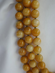 Three Strand Yellow Jade Gemstone Necklace