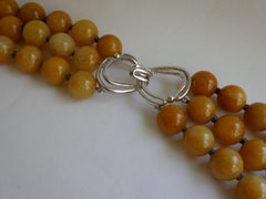 Three Strand Yellow Jade Gemstone Necklace