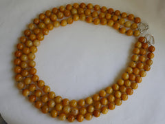 Three Strand Yellow Jade Gemstone Necklace