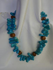 Two Strand Stabilized Turquoise and Wood Necklace