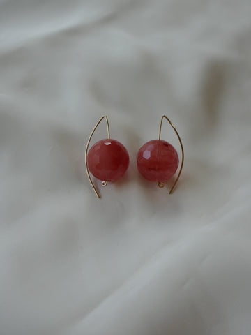 Faceted Strawberry Quartz 14k gold filled Wire Earrings