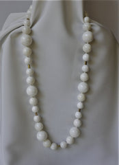 One Strand White Shell Pearls, Gold Plated Hematite, 925 Vermeil Clasp Necklace