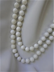 One Strand White Shell Pearls Long Necklace 925 Sterling Silver Clasp