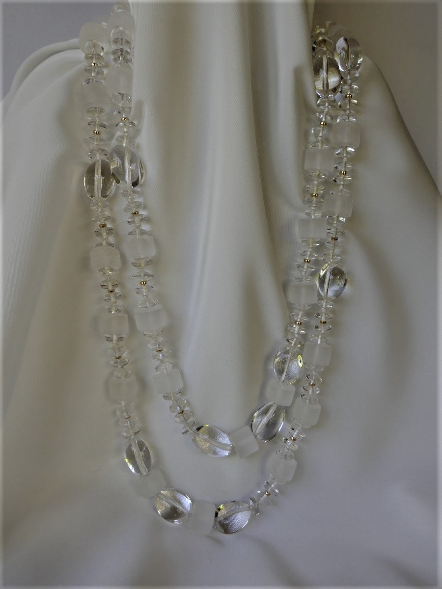 One Long Strand Rock Crystal Nuggets Necklace