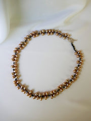 One Strand Champagne Drop Cultured Pearl Hematite Necklace