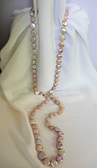 Two Separate Strand Natural Keshi Cultured Pearl, Coin Cultured Pearls, Rock Crystal Long Necklace