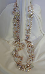 Two Separate Strand Natural Keshi Cultured Pearl, Coin Cultured Pearls, Rock Crystal Long Necklace