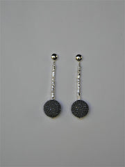 Grey Ceramic Crystal Bead on Silver Plated Hematite 6mm Sterling Silver Post Earrings