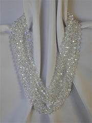 Four Strand Clear Faceted Austrian Crystal Long Necklace