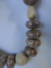 One Strand Sea Urchin Roundels Palm Wood Beads Necklace