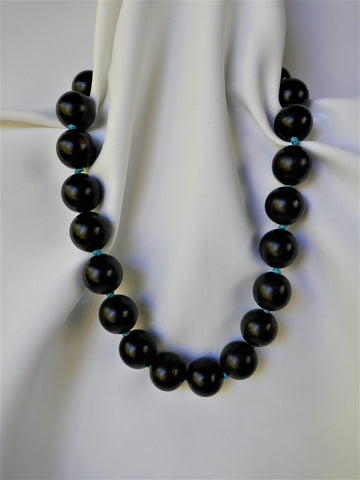 One Strand 20mm Dark Wood Bead Necklace